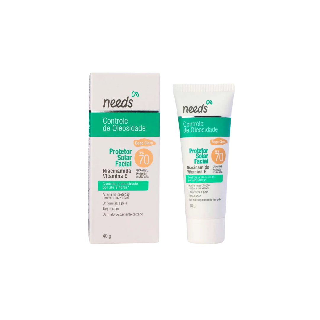 Protetor Solar Facial Needs Solar FPS 70 Controle de Oleosidade com Cor – Proteção e Efeito Matte
